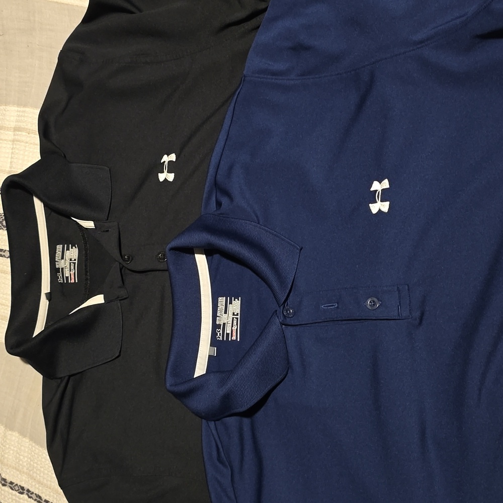NWOT (2) UA Under Armour golf shirts mens size 2XL  xxl